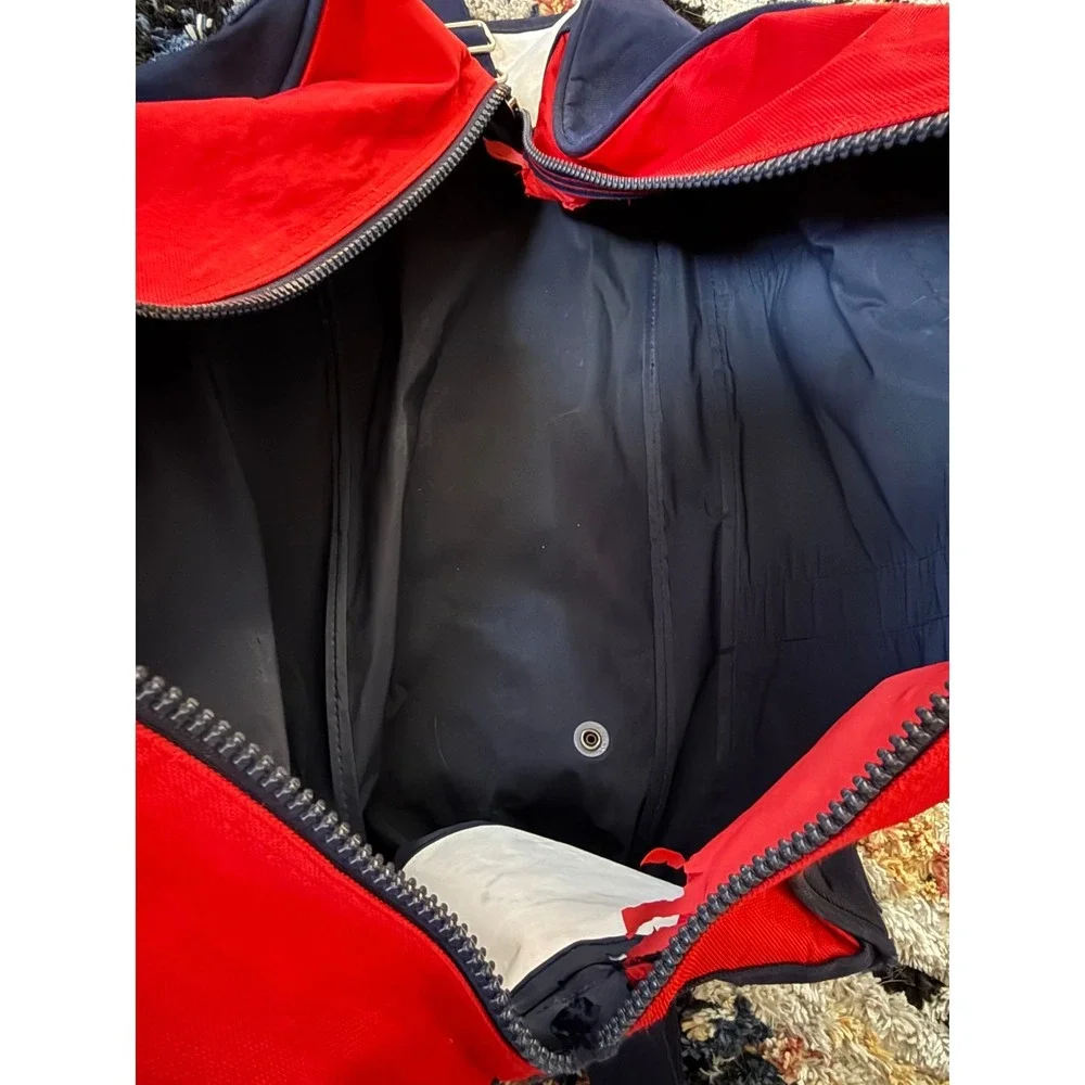 Vintage Tommy Hilfiger Duffel Bag Red White Blue Canvas Travel Gym Bag